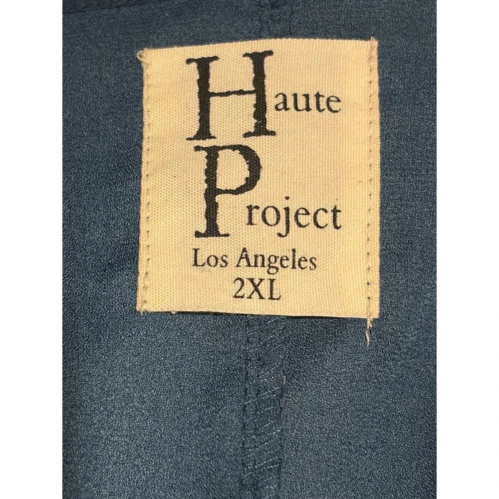 Haute Project Los Angeles Kimono Top~2XL~ Teal Crochet Trim Waist Tie Boho Chic - Picture 2 of 12